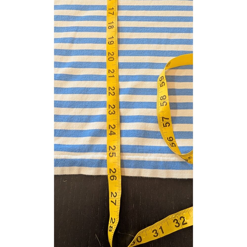 Comme des Garçons PLAY Striped Long Sleeve Cotton Shirt Blue White Heart XL - Picture 6 of 9